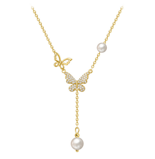 Pearl Butterfly Necklace with Tassel (One Piece)