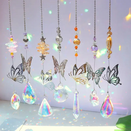 Colorful Crystal Butterfly Suncatcher Pendant for Decor